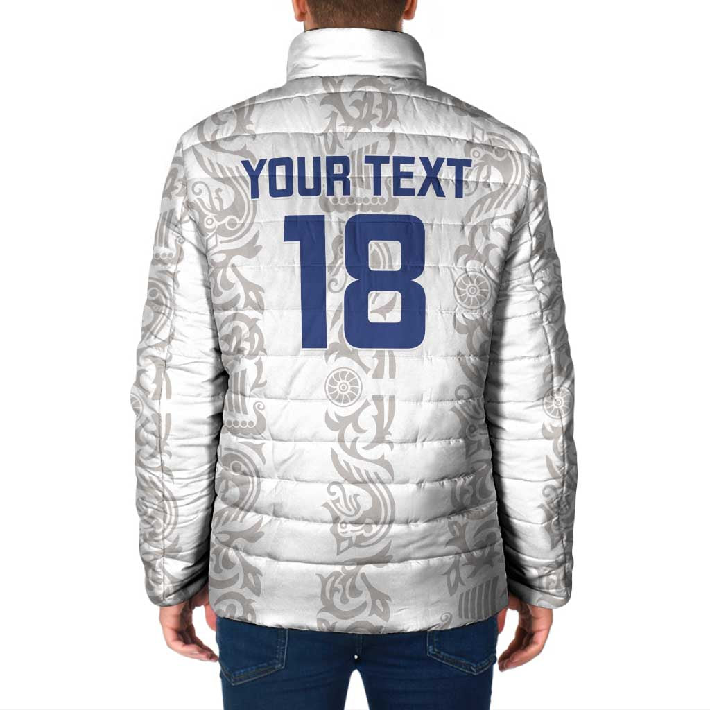 Custom York Minstrel Spirit Padded Jacket Norse Viking Pattern White Version - Wonder Print Shop