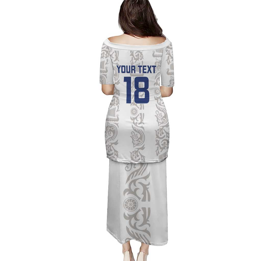 Custom York Minstrel Spirit Puletasi Norse Viking Pattern White Version - Wonder Print Shop