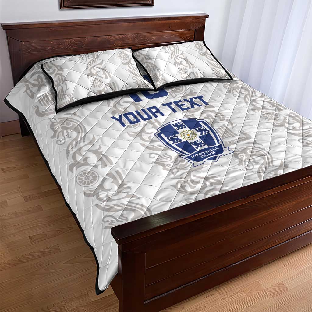 Custom York Minstrel Spirit Quilt Bed Set Norse Viking Pattern White Version - Wonder Print Shop