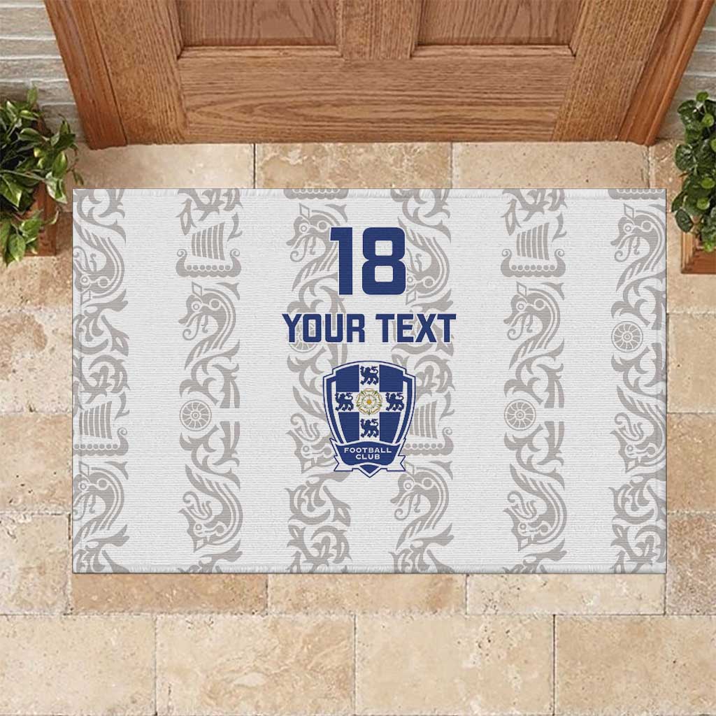 Custom York Minstrel Spirit Rubber Doormat Norse Viking Pattern White Version - Wonder Print Shop