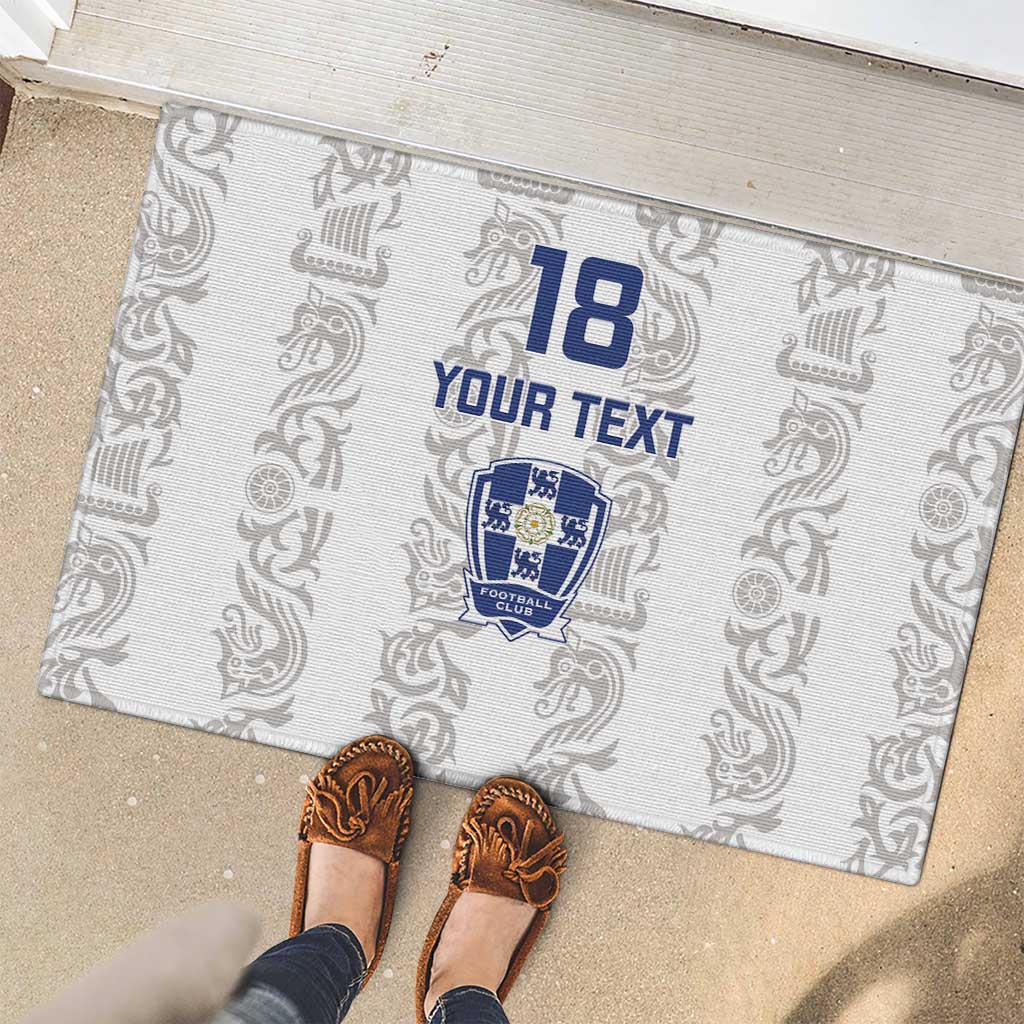 Custom York Minstrel Spirit Rubber Doormat Norse Viking Pattern White Version - Wonder Print Shop