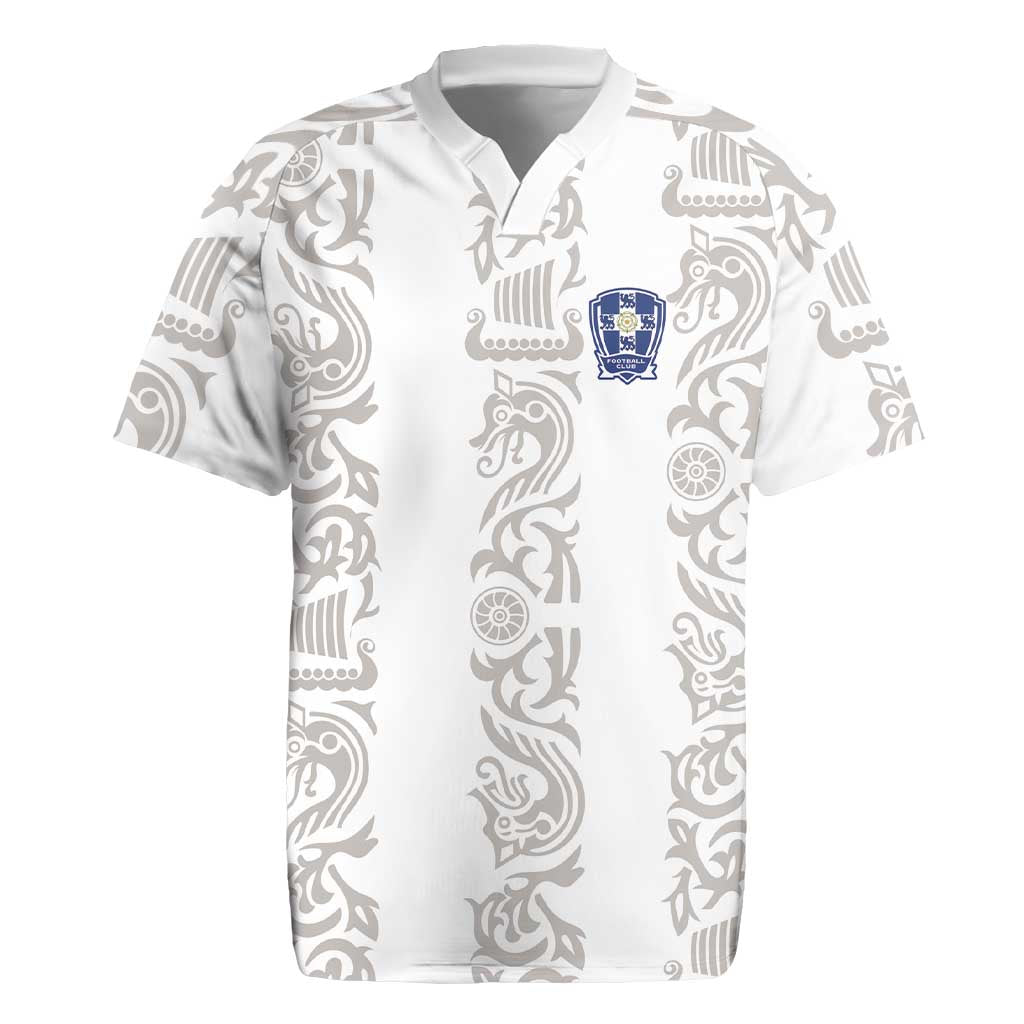 Custom York Minstrel Spirit Rugby Jersey Norse Viking Pattern White Version - Wonder Print Shop