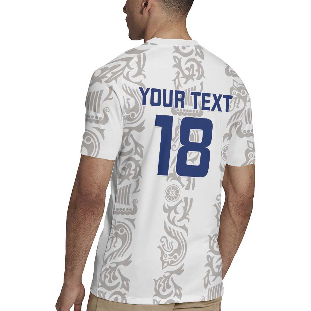 Custom York Minstrel Spirit Rugby Jersey Norse Viking Pattern White Version - Wonder Print Shop