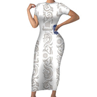 Custom York Minstrel Spirit Short Sleeve Bodycon Dress Norse Viking Pattern White Version - Wonder Print Shop