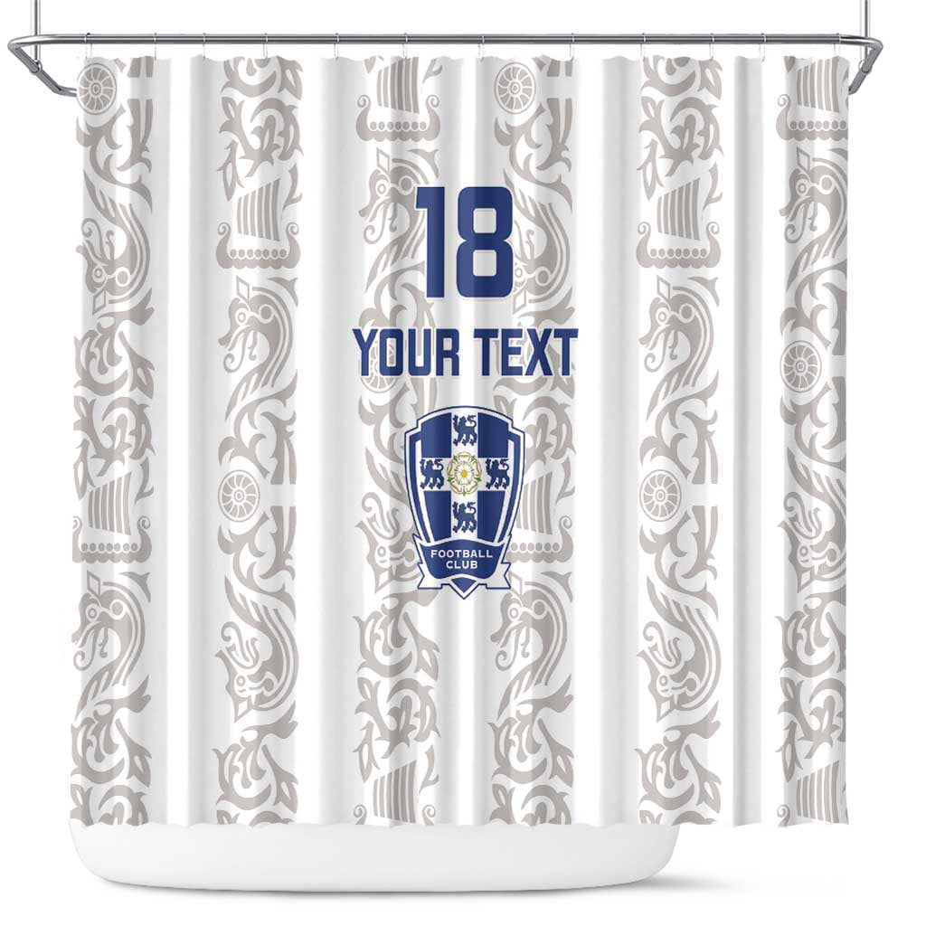 Custom York Minstrel Spirit Shower Curtain Norse Viking Pattern White Version - Wonder Print Shop
