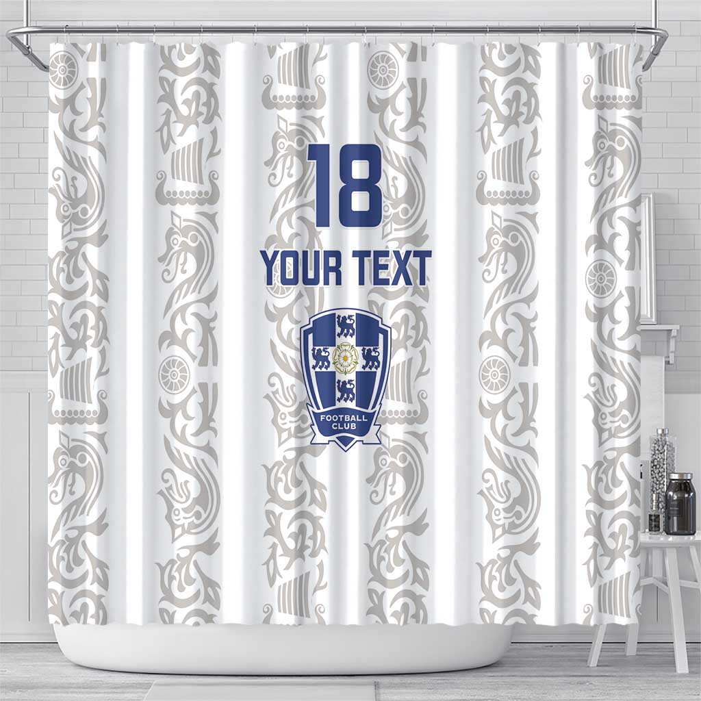 Custom York Minstrel Spirit Shower Curtain Norse Viking Pattern White Version - Wonder Print Shop