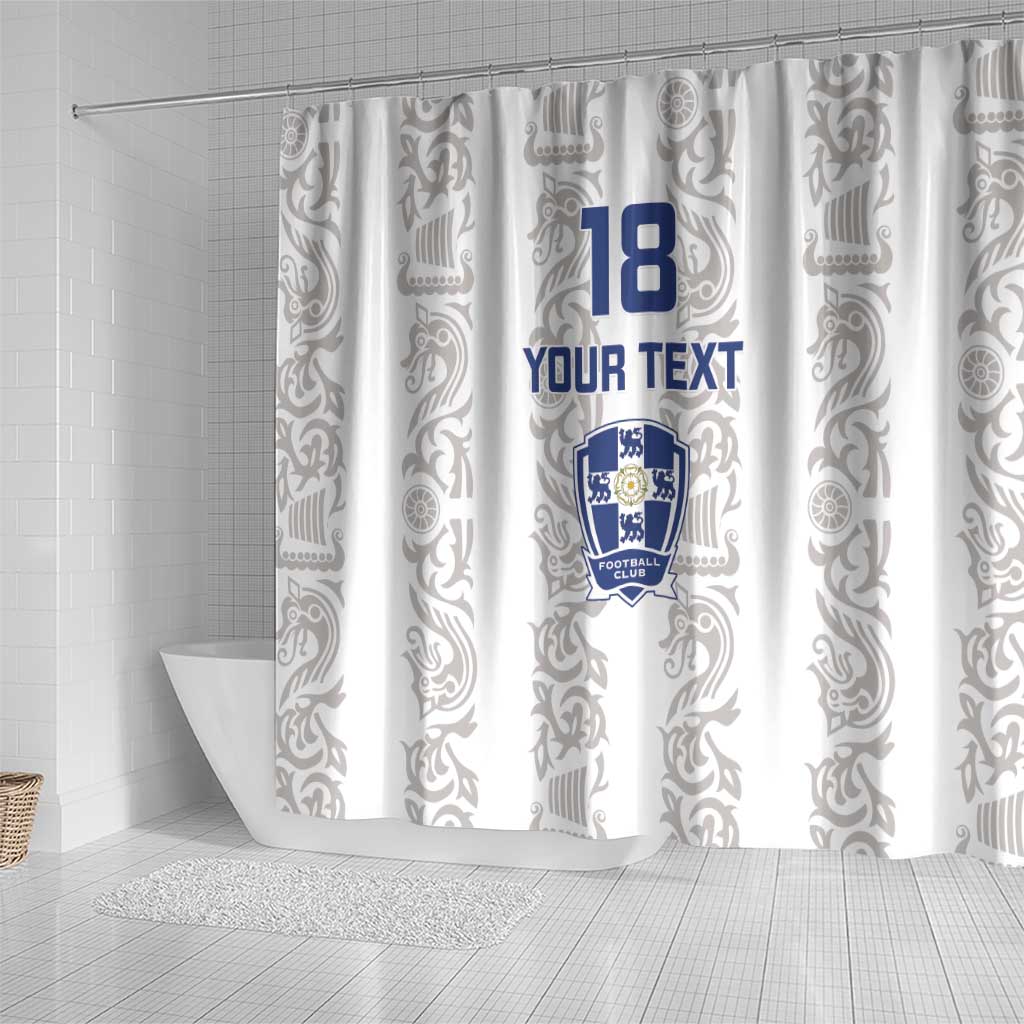Custom York Minstrel Spirit Shower Curtain Norse Viking Pattern White Version - Wonder Print Shop