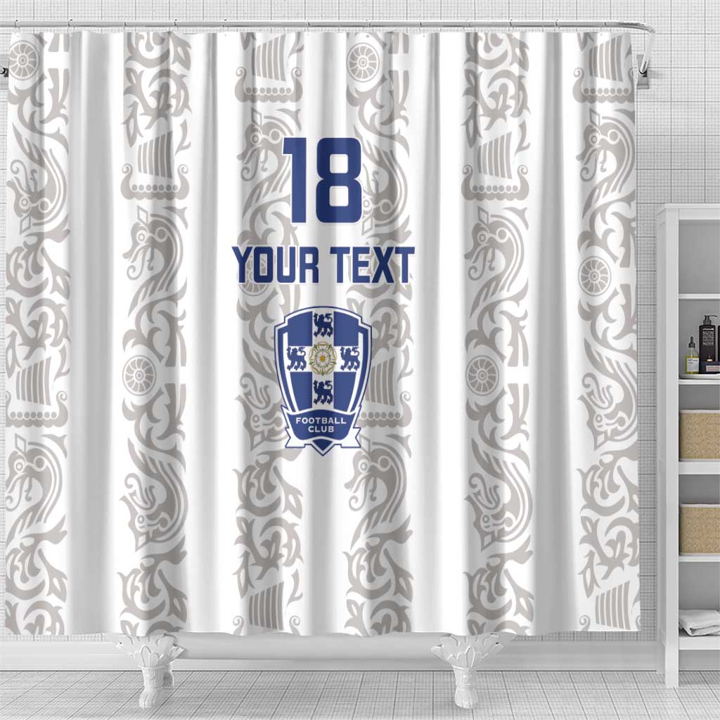 Custom York Minstrel Spirit Shower Curtain Norse Viking Pattern White Version - Wonder Print Shop