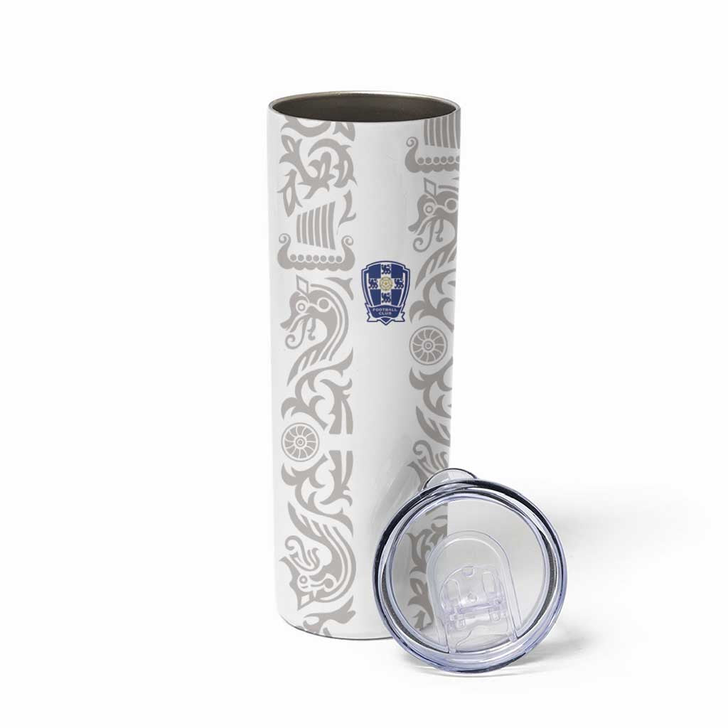 Custom York Minstrel Spirit Skinny Tumbler Norse Viking Pattern White Version - Wonder Print Shop