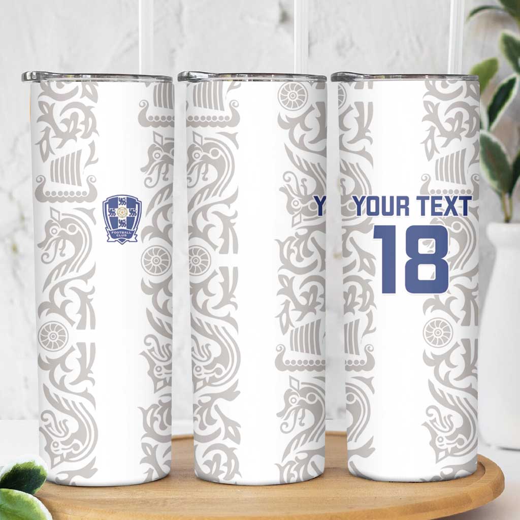 Custom York Minstrel Spirit Skinny Tumbler Norse Viking Pattern White Version - Wonder Print Shop