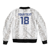 Custom York Minstrel Spirit Sleeve Zip Bomber Jacket Norse Viking Pattern White Version - Wonder Print Shop