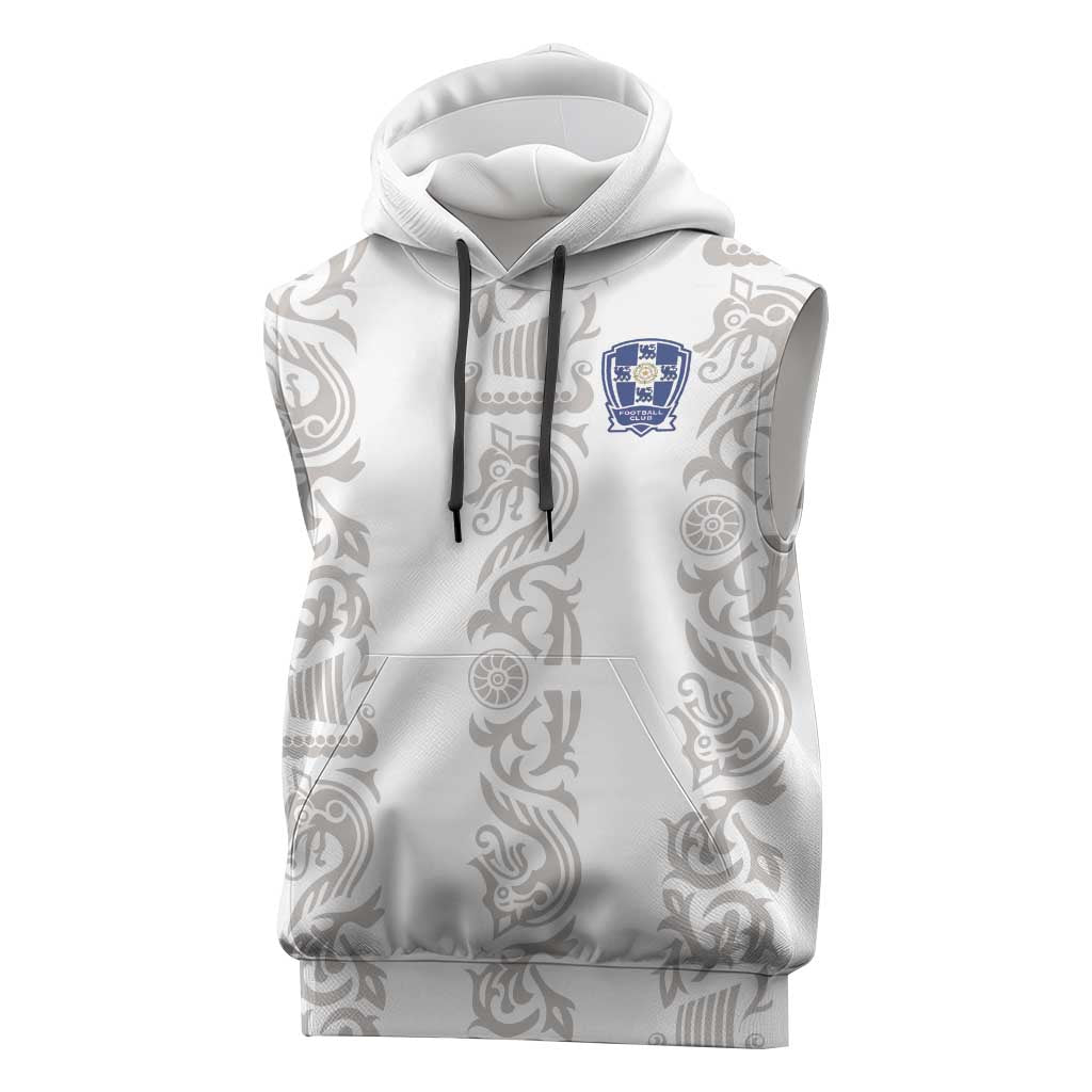 Custom York Minstrel Spirit Sleeveless Hoodie Norse Viking Pattern White Version - Wonder Print Shop