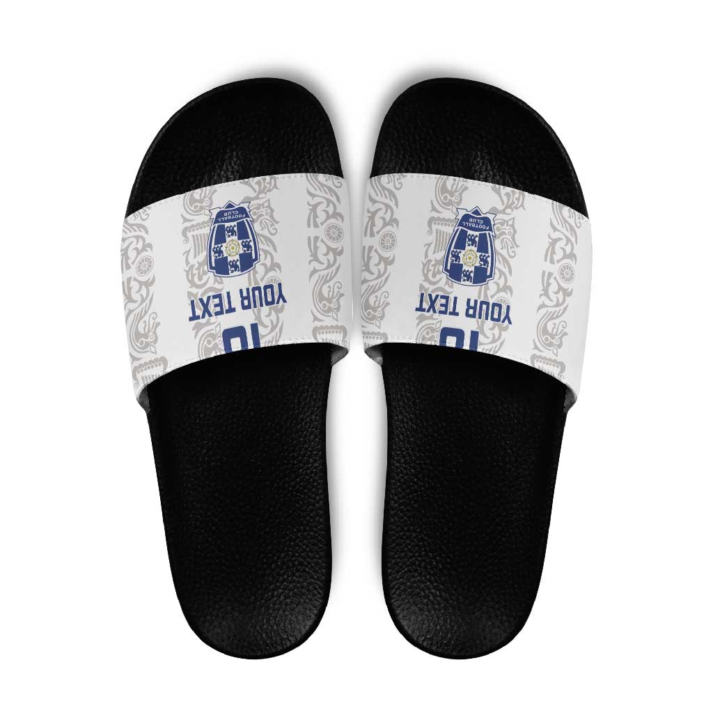 Custom York Minstrel Spirit Slide Sandals Norse Viking Pattern White Version - Wonder Print Shop