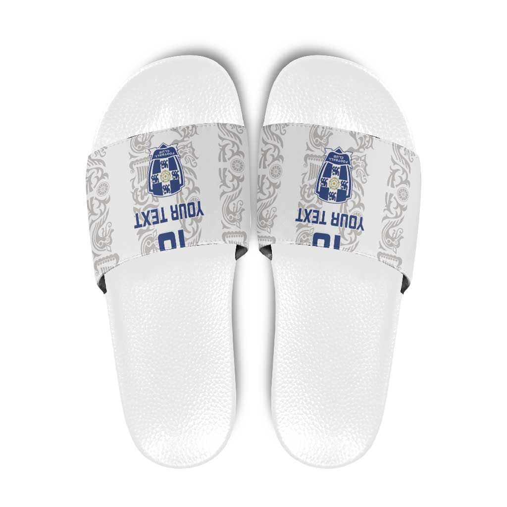 Custom York Minstrel Spirit Slide Sandals Norse Viking Pattern White Version - Wonder Print Shop