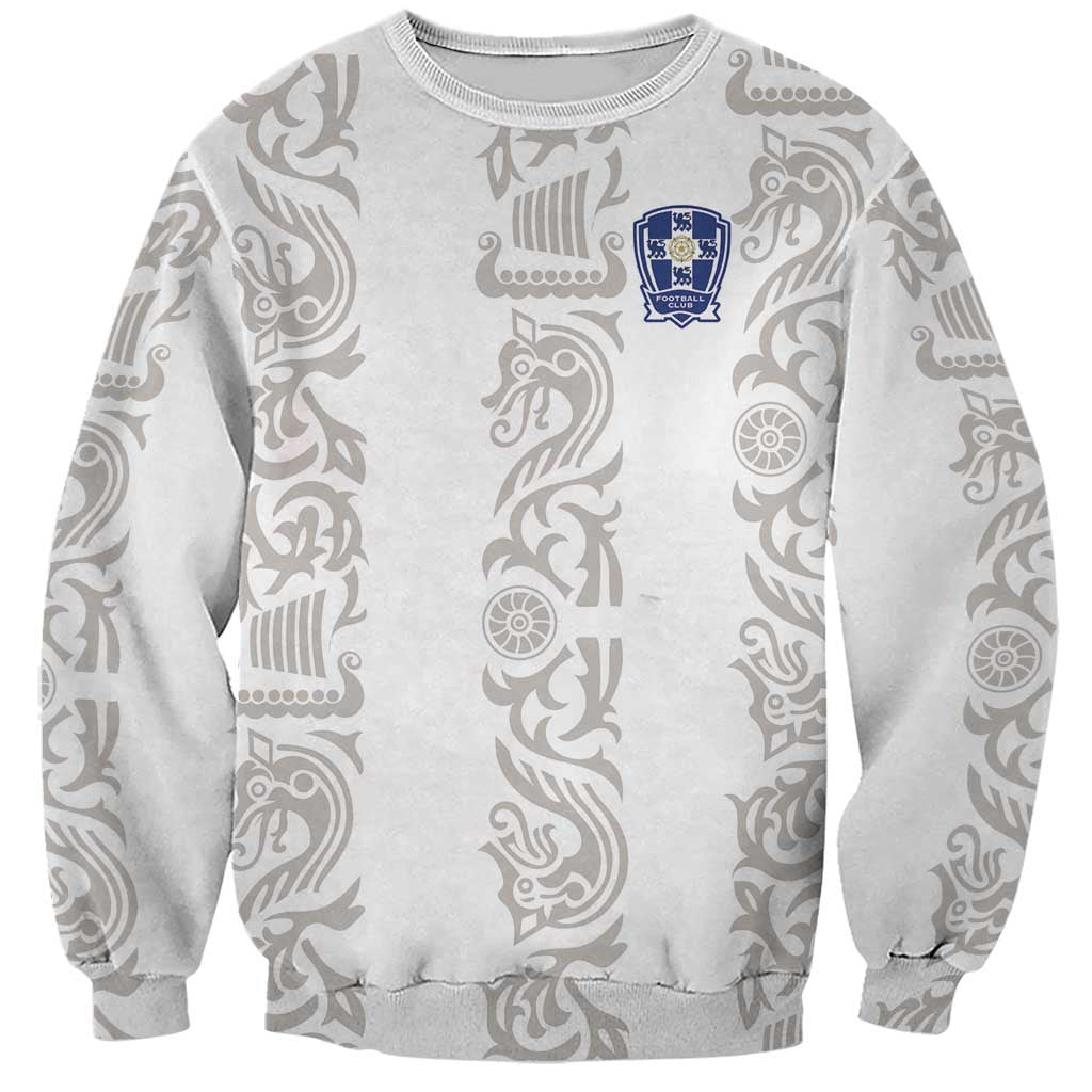 Custom York Minstrel Spirit Sweatshirt Norse Viking Pattern White Version - Wonder Print Shop