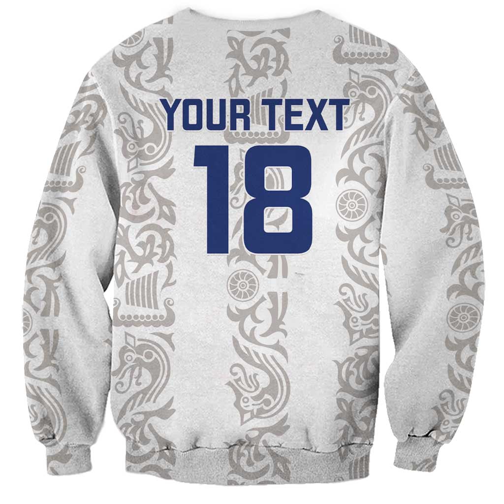 Custom York Minstrel Spirit Sweatshirt Norse Viking Pattern White Version - Wonder Print Shop