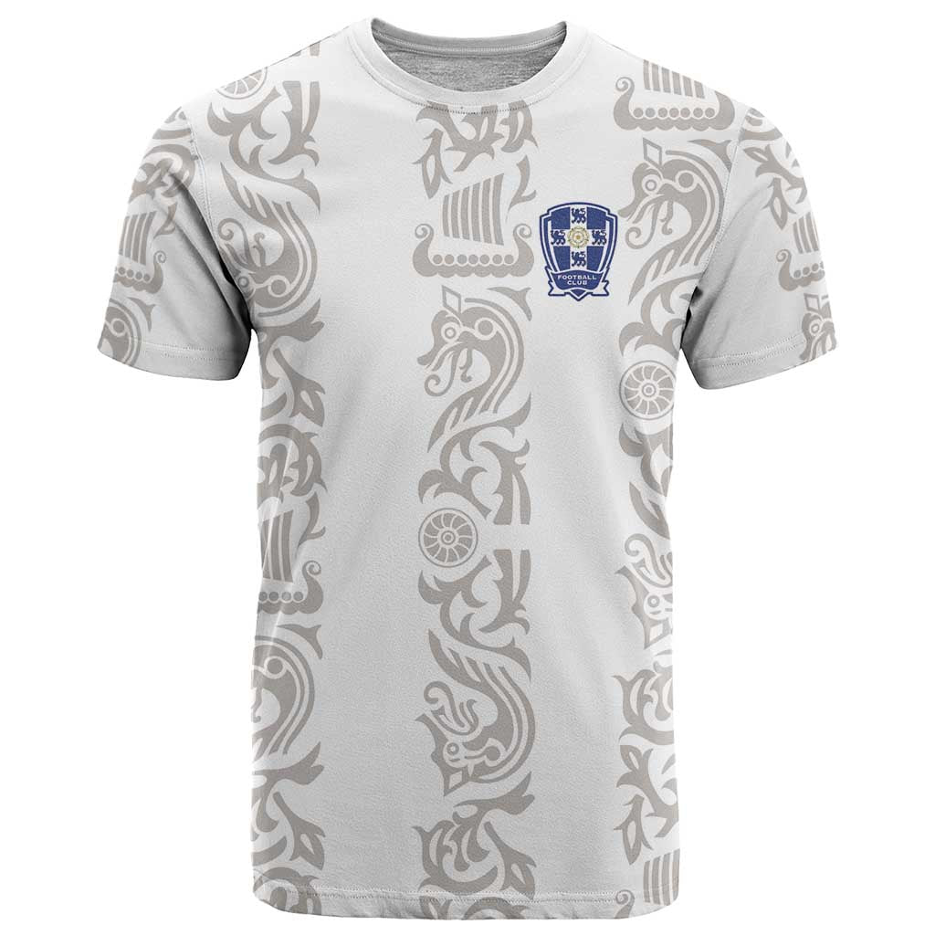 Custom York Minstrel Spirit T Shirt Norse Viking Pattern White Version - Wonder Print Shop