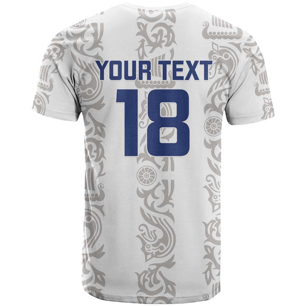 Custom York Minstrel Spirit T Shirt Norse Viking Pattern White Version - Wonder Print Shop