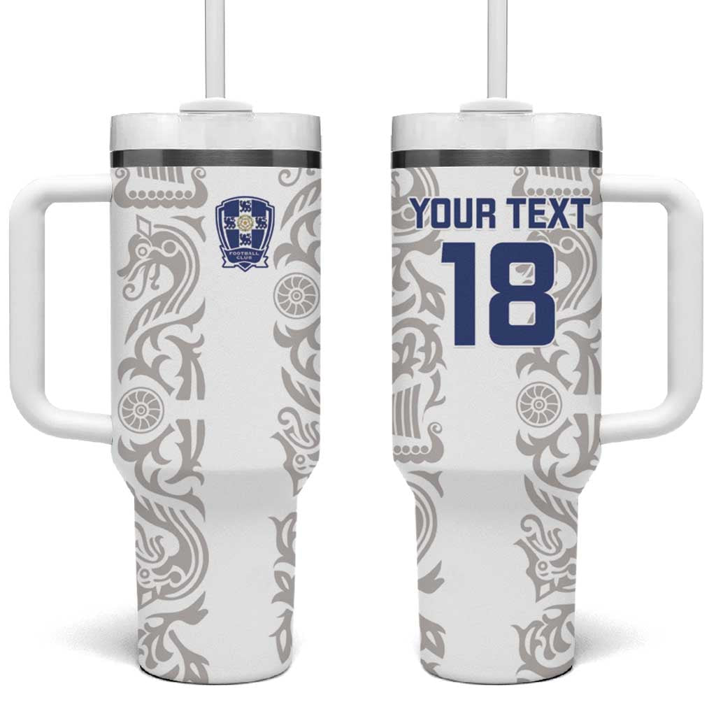 Custom York Minstrel Spirit Tumbler With Handle Norse Viking Pattern White Version - Wonder Print Shop