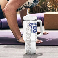 Custom York Minstrel Spirit Tumbler With Handle Norse Viking Pattern White Version - Wonder Print Shop