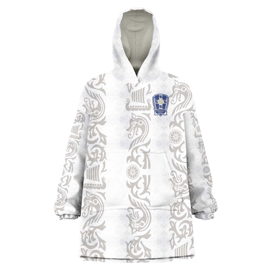 Custom York Minstrel Spirit Wearable Blanket Hoodie Norse Viking Pattern White Version - Wonder Print Shop