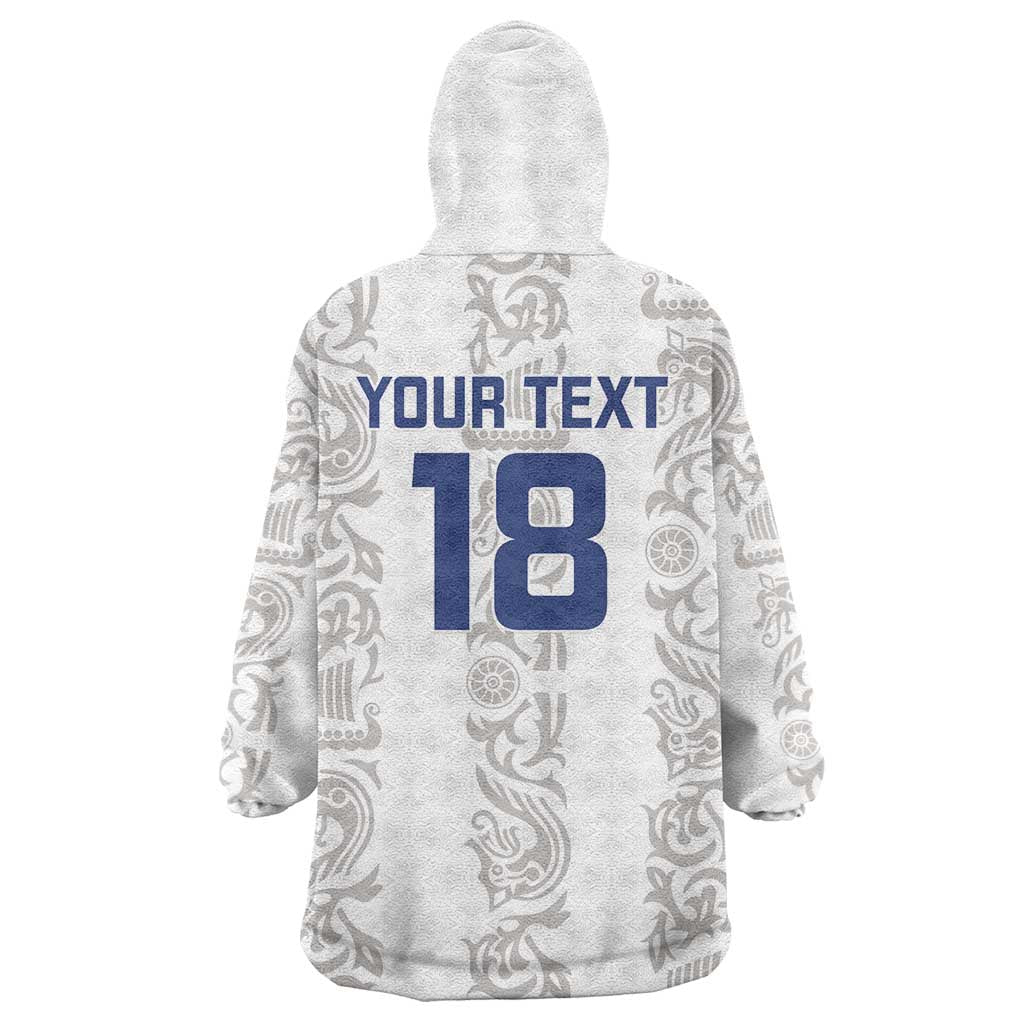 Custom York Minstrel Spirit Wearable Blanket Hoodie Norse Viking Pattern White Version - Wonder Print Shop