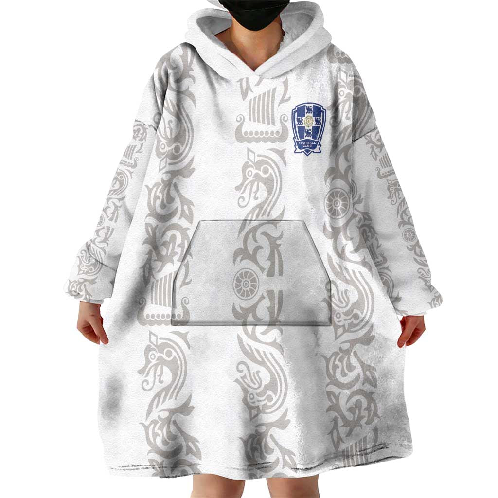 Custom York Minstrel Spirit Wearable Blanket Hoodie Norse Viking Pattern White Version - Wonder Print Shop