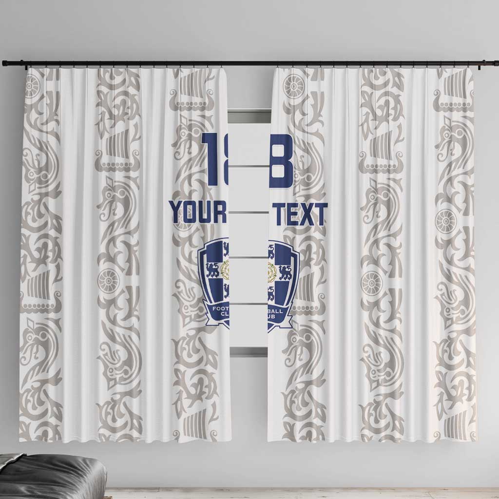 Custom York Minstrel Spirit Window Curtain Norse Viking Pattern White Version - Wonder Print Shop