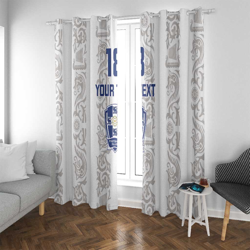 Custom York Minstrel Spirit Window Curtain Norse Viking Pattern White Version - Wonder Print Shop