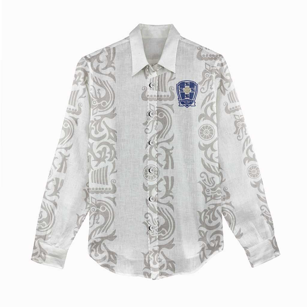 Custom York Minstrel Spirit Women Casual Shirt Norse Viking Pattern White Version - Wonder Print Shop