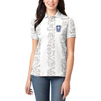Custom York Minstrel Spirit Women Polo Shirt Norse Viking Pattern White Version - Wonder Print Shop