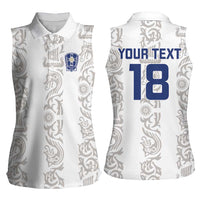 Custom York Minstrel Spirit Women Sleeveless Polo Shirt Norse Viking Pattern White Version - Wonder Print Shop