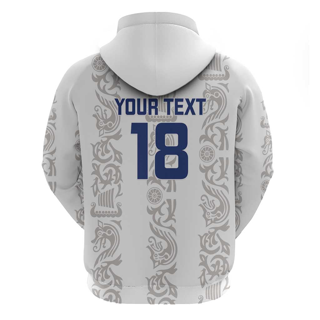 Custom York Minstrel Spirit Zip Hoodie Norse Viking Pattern White Version - Wonder Print Shop