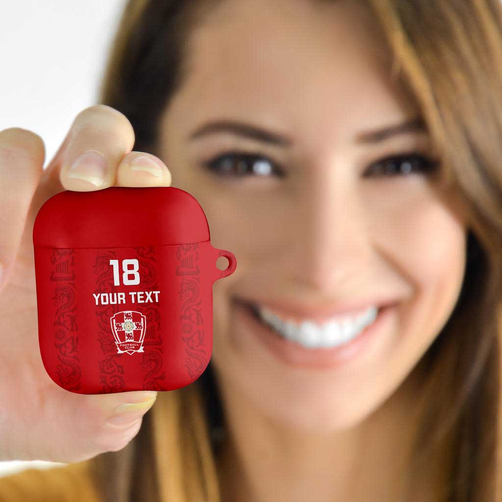 Custom York Minstrel Spirit AirPods Case Norse Viking Pattern Red Version - Wonder Print Shop