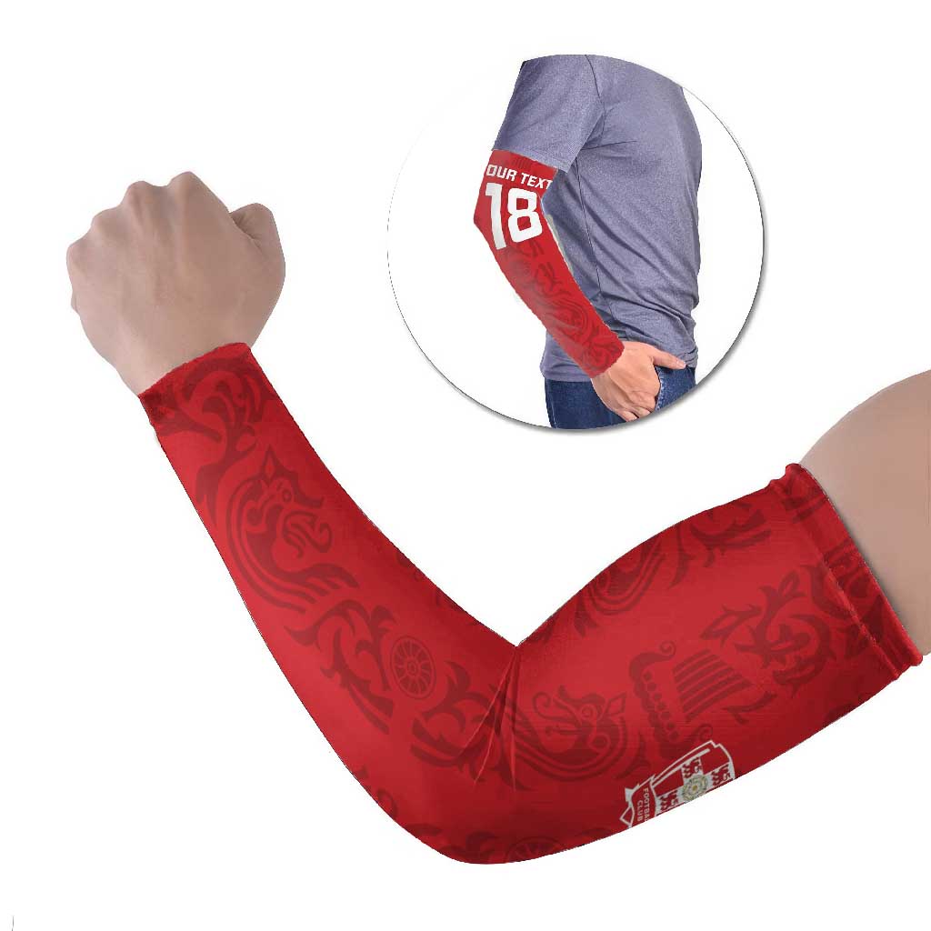 Custom York Minstrel Spirit Arm Sleeves Norse Viking Pattern Red Version - Wonder Print Shop