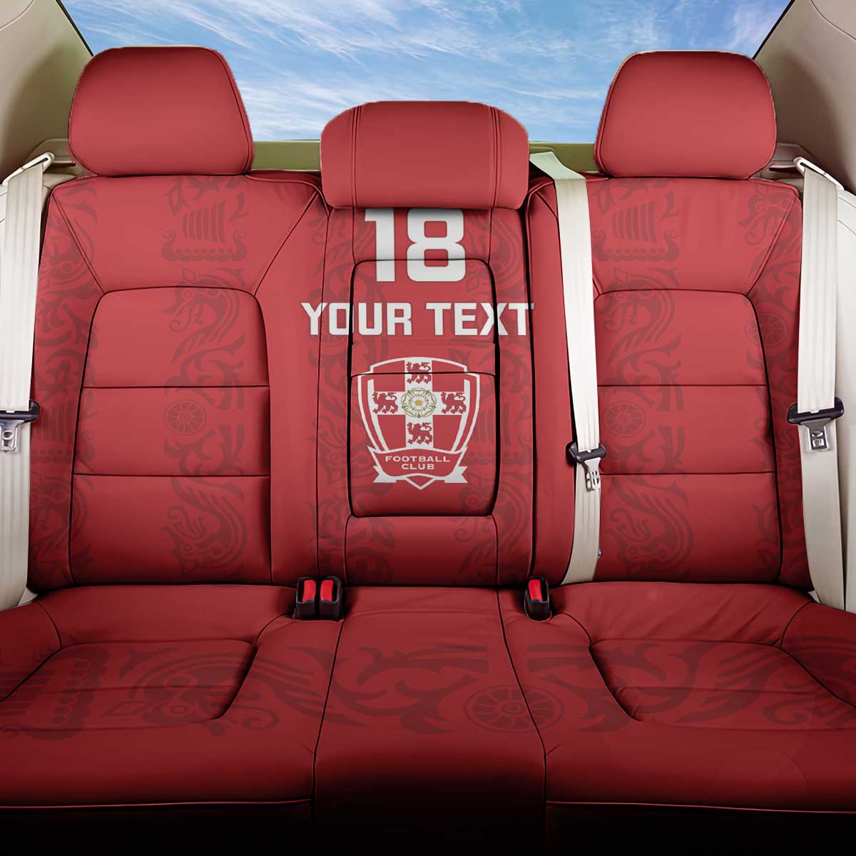 Custom York Minstrel Spirit Back Car Seat Cover Norse Viking Pattern Red Version - Wonder Print Shop