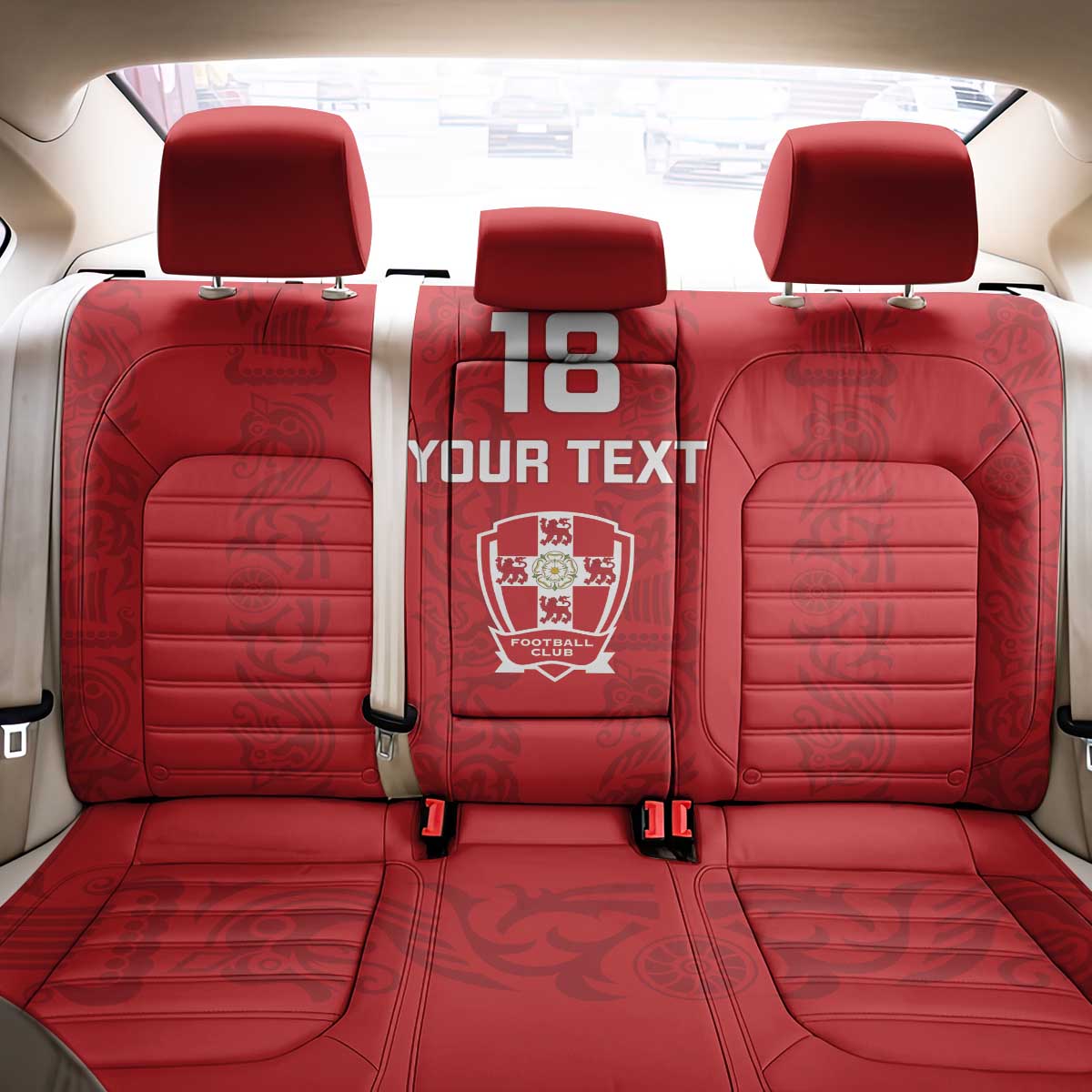 Custom York Minstrel Spirit Back Car Seat Cover Norse Viking Pattern Red Version - Wonder Print Shop