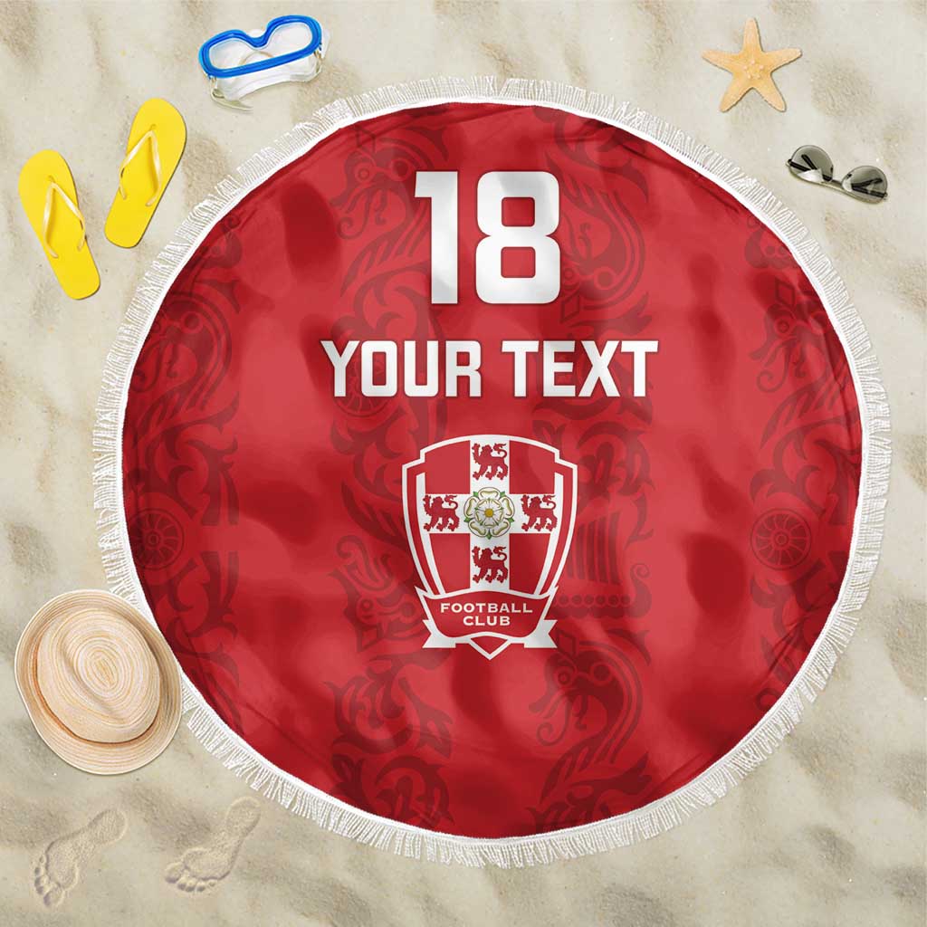 Custom York Minstrel Spirit Beach Blanket Norse Viking Pattern Red Version - Wonder Print Shop