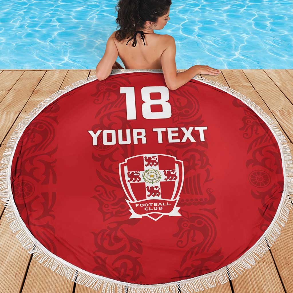 Custom York Minstrel Spirit Beach Blanket Norse Viking Pattern Red Version - Wonder Print Shop