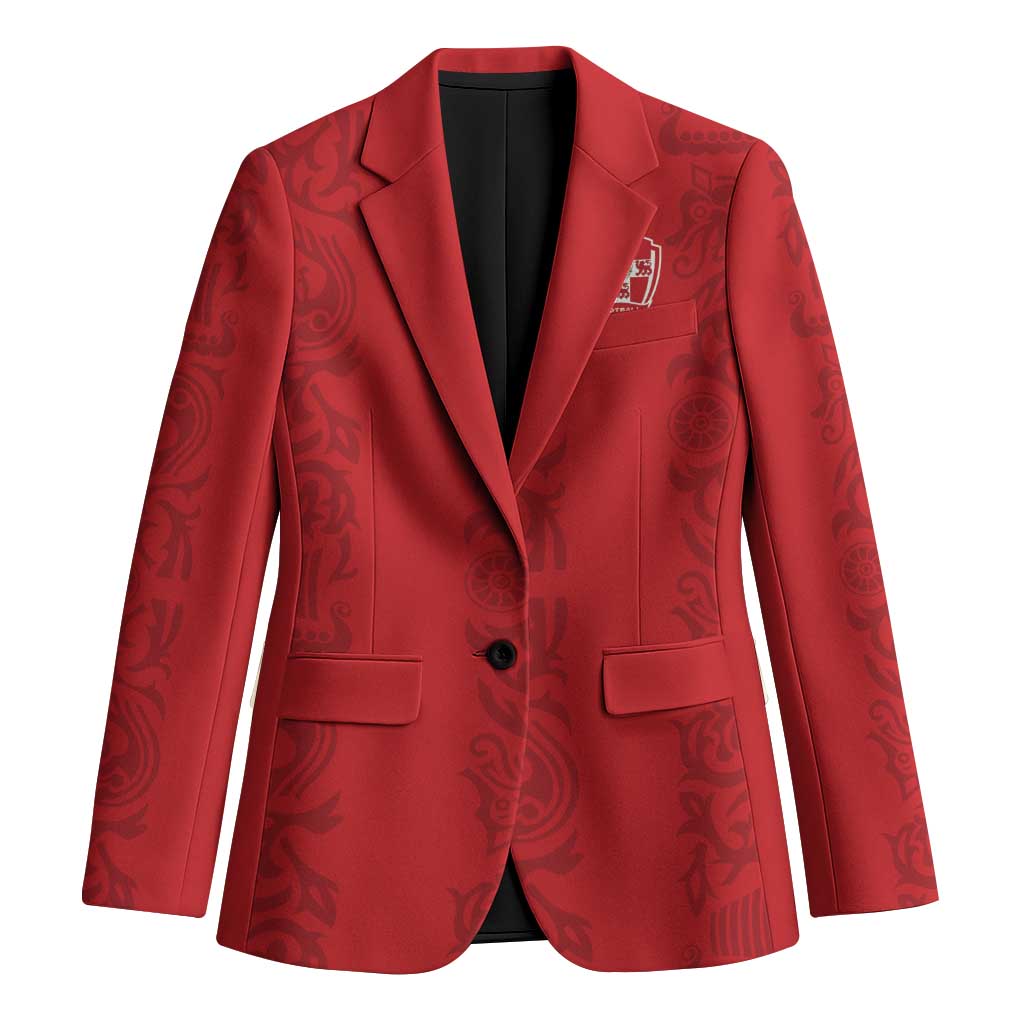 Custom York Minstrel Spirit Blazer Norse Viking Pattern Red Version - Wonder Print Shop