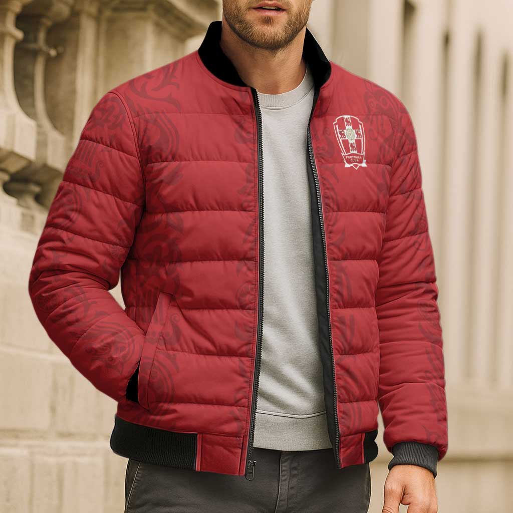 Custom York Minstrel Spirit Bomber Puffer Jacket Norse Viking Pattern Red Version - Wonder Print Shop