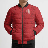 Custom York Minstrel Spirit Bomber Puffer Jacket Norse Viking Pattern Red Version - Wonder Print Shop