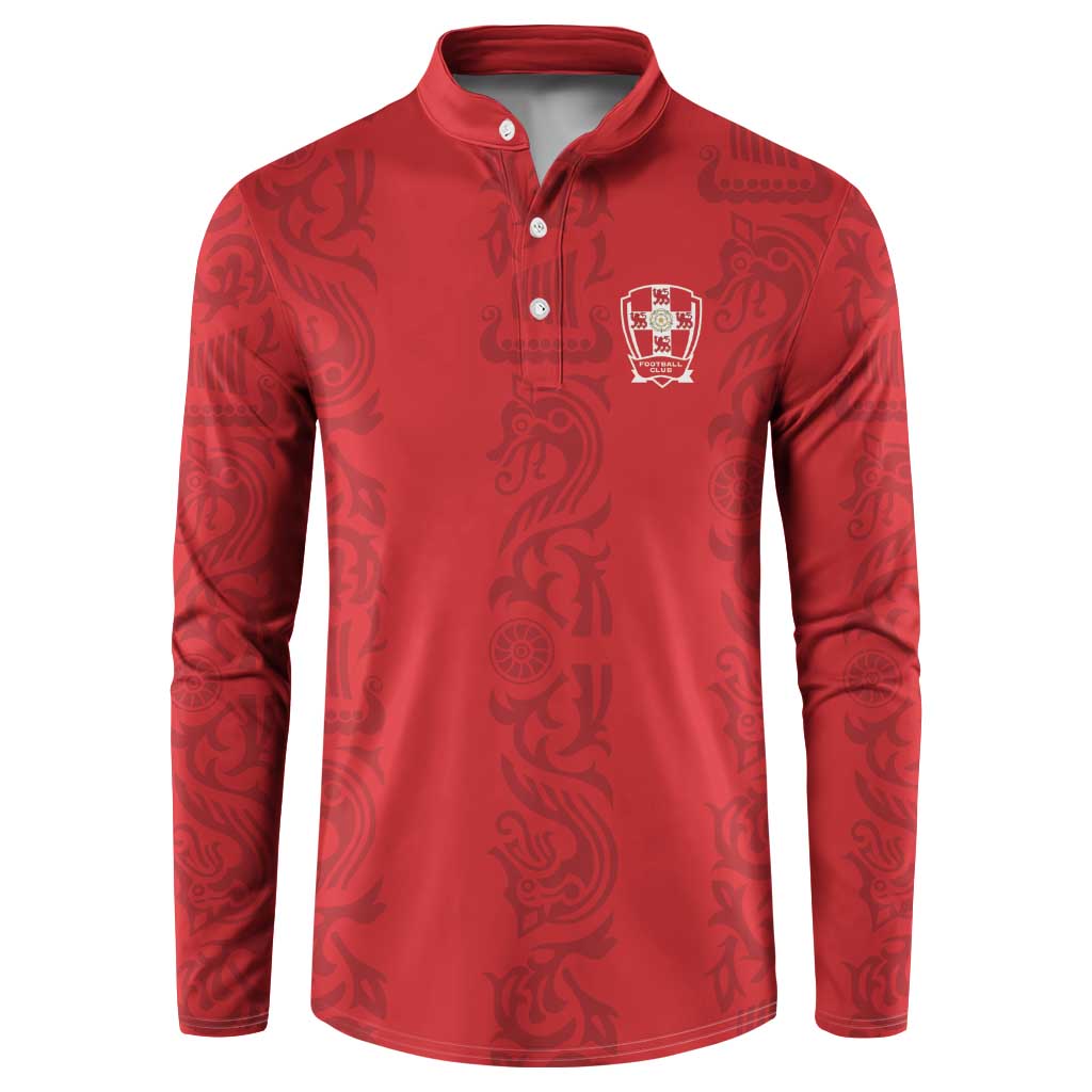 Custom York Minstrel Spirit Button Sweatshirt Norse Viking Pattern Red Version - Wonder Print Shop