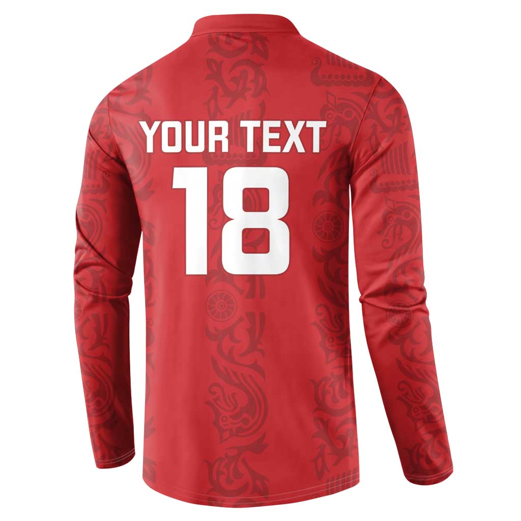 Custom York Minstrel Spirit Button Sweatshirt Norse Viking Pattern Red Version - Wonder Print Shop