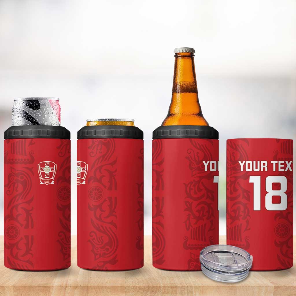 Custom York Minstrel Spirit 4 in 1 Can Cooler Tumbler Norse Viking Pattern Red Version - Wonder Print Shop
