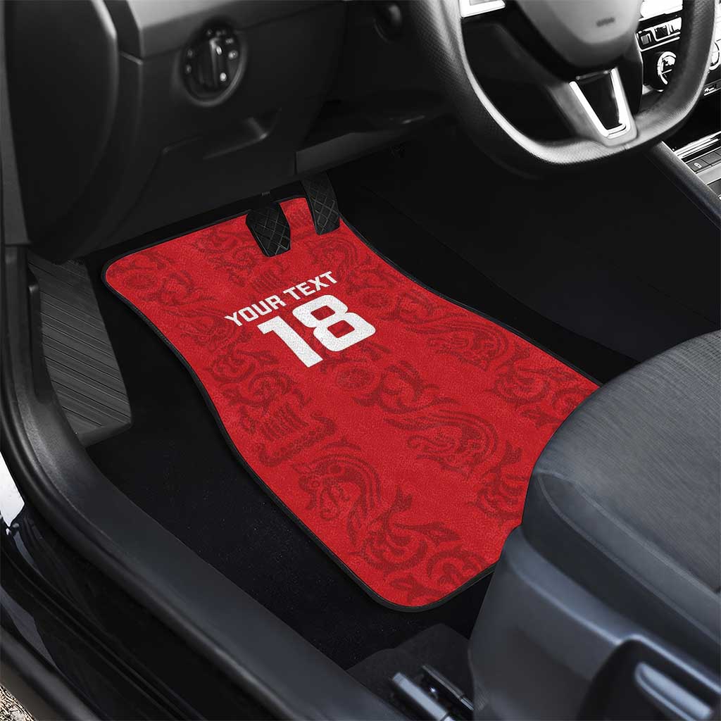 Custom York Minstrel Spirit Car Mats Norse Viking Pattern Red Version - Wonder Print Shop