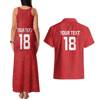 Custom York Minstrel Spirit Couples Matching Tank Maxi Dress and Hawaiian Shirt Norse Viking Pattern Red Version - Wonder Print Shop