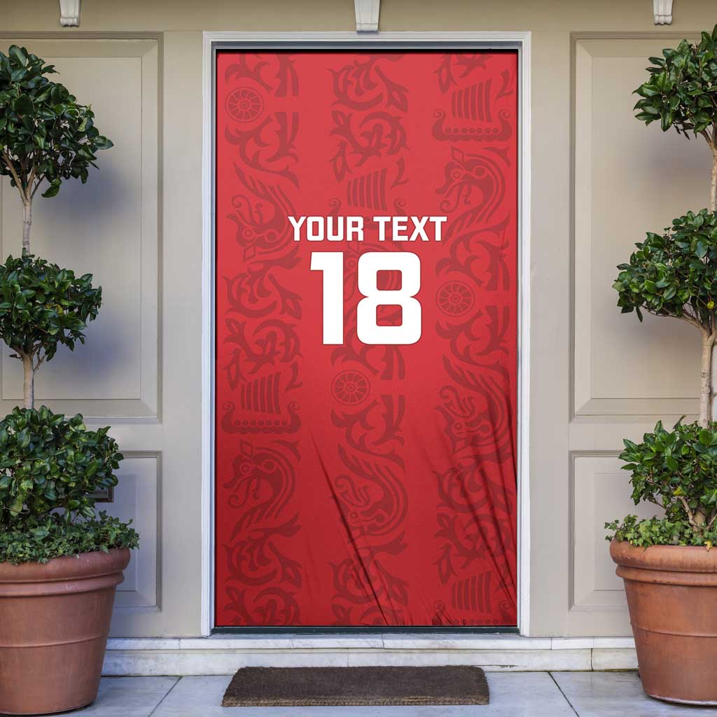 Custom York Minstrel Spirit Door Cover Norse Viking Pattern Red Version - Wonder Print Shop