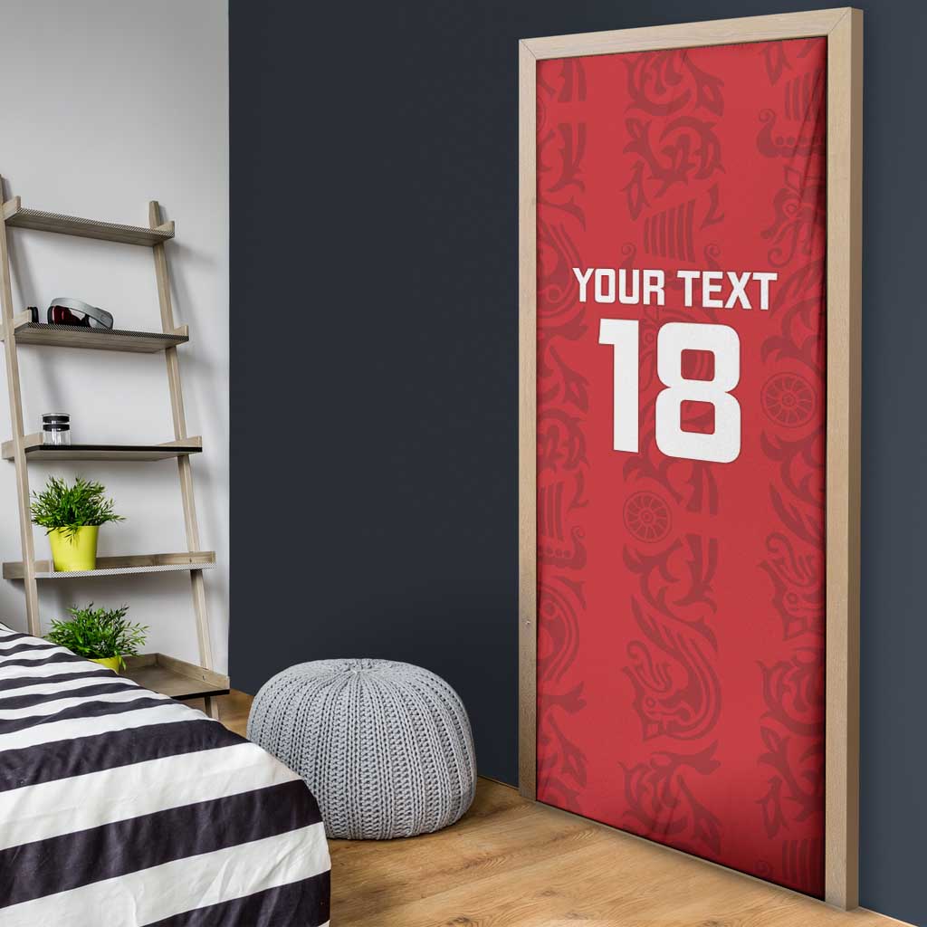 Custom York Minstrel Spirit Door Cover Norse Viking Pattern Red Version - Wonder Print Shop