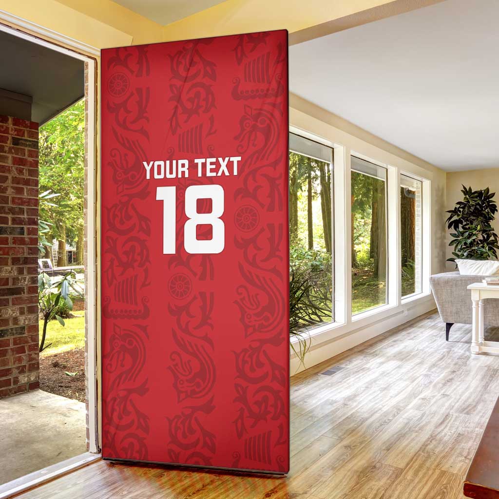 Custom York Minstrel Spirit Door Cover Norse Viking Pattern Red Version - Wonder Print Shop